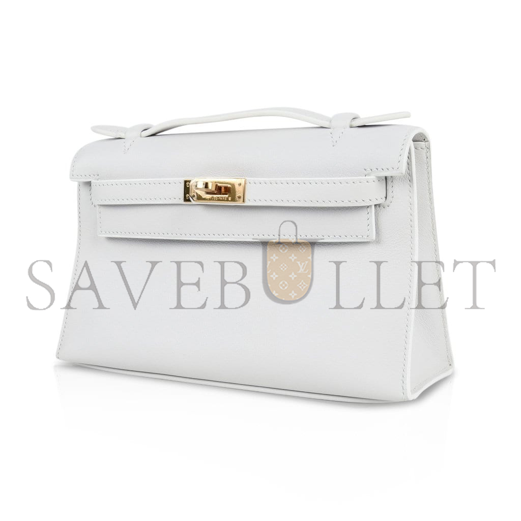 HERMÈS MASTER  KELLY GENERATION SWIFT MILKSHAKE PLATINUM SILVER BUCKLE (22*14*7cm) 